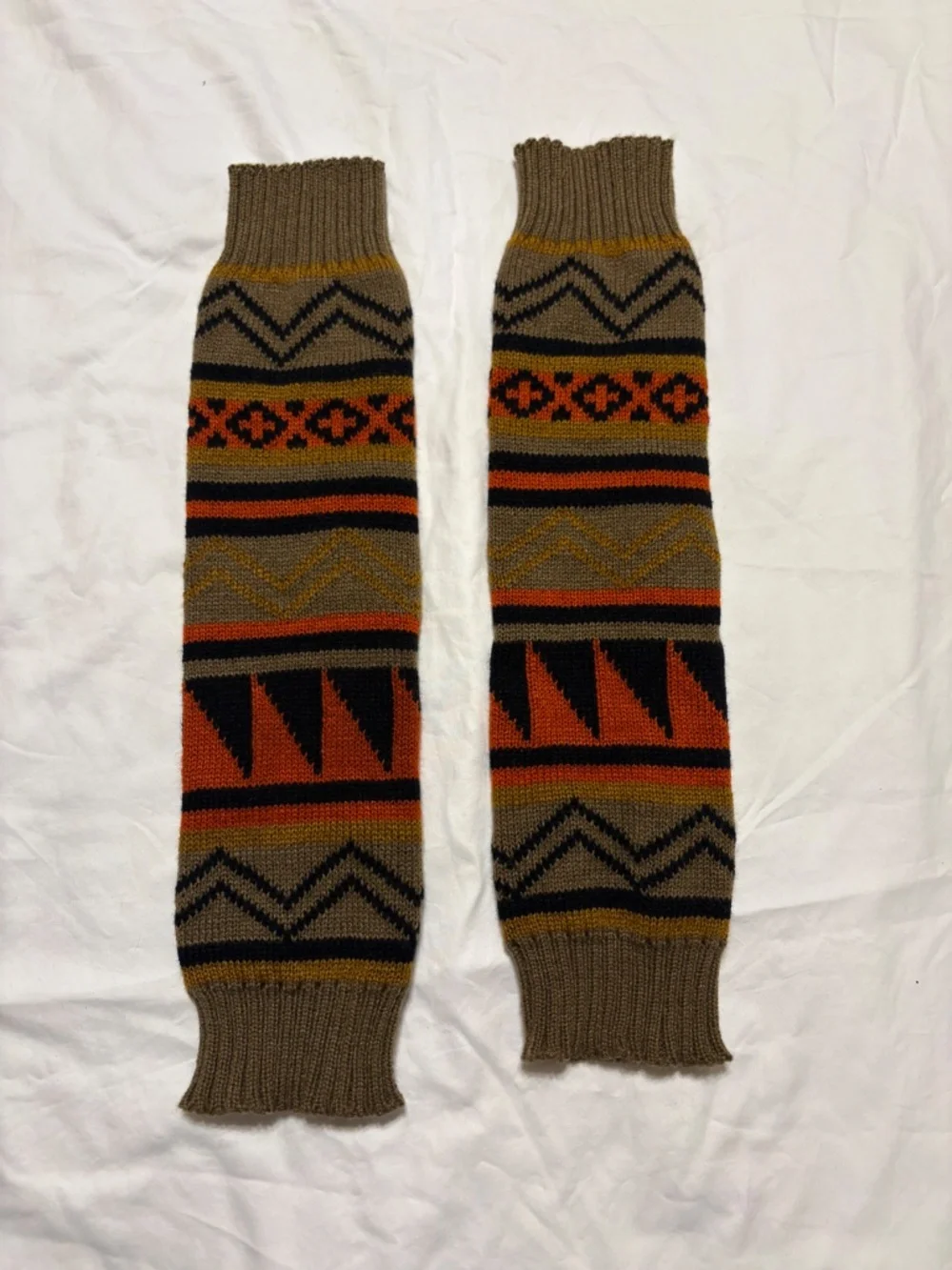 Vintage 2002 Y2K Wet Seal Earthy Geometric Knit Leg Warmers